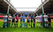 6 November 2019; In attendance at the EPCR 2019/20 Season Launch are, from left, Jono Ross of Sale Sharks, Ben Morgan of Gloucester, Alex Waller of Northhampton Saints, Rory Scannell of Munster, Dan Lydiate of Osprey, Jonathan Sexton of Leinster, Christ Robshaw of Harlequin, Jarrad Butler of Connacht,Callum Gibbins of Glasgow Warriors, Alberto Sgarbi of Benetton, Sam Skinner of Exeter Chiefs, Iain Henderson of Ulster and Charlie Ewels of Bath Rugby. Principality Stadium, Cardiff. Photo by Gareth Everitt/Sportsfile