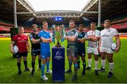 6 November 2019; In attendance at the EPCR 2019/20 Season Launch are, from left, Rory Scannell of Munster,Callum Gibbins of Glasgow Warriors, Jonathan Sexton of Leinster, Dan Lydiate of Osprey, Jarrad Butler of Connacht, Alberto Sgarbi of Benetton and Iain Henderson of Ulster. Principality Stadium, Cardiff. Photo by Gareth Everitt/Sportsfile