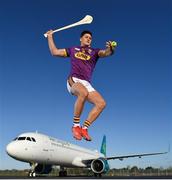 8 November 2019; Wexford's Lee Chin was at Aer Lingus Hangar 6 at Dublin Airport this morning where Aer Lingus, in partnership with the GAA & GPA, unveiled a one-of-a-kind customised playing kit for the New York Hurling Classic which takes place at Citi Field in New York on November 16th. Aer Lingus will once again be the Official Airline of the event and will be responsible for flying the four teams to New York.  Aer Lingus is Ireland’s only 4-Star airline and has been involved in the Hurling Classic on three previous occasions where it has been played at Fenway Park in 2015, 2017 & 2018. Photo by Seb Daly/Sportsfile