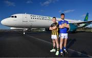 8 November 2019; Kilkenny's Paul Murphy, left, and Tipperary's Barry Heffernan were at Aer Lingus Hangar 6 at Dublin Airport this morning where Aer Lingus, in partnership with the GAA & GPA, unveiled a one-of-a-kind customised playing kit for the New York Hurling Classic which takes place at Citi Field in New York on November 16th. Aer Lingus will once again be the Official Airline of the event and will be responsible for flying the four teams to New York.  Aer Lingus is Ireland’s only 4-Star airline and has been involved in the Hurling Classic on three previous occasions where it has been played at Fenway Park in 2015, 2017 & 2018. Photo by Seb Daly/Sportsfile