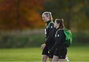 8 November 2019; Louise Quinn, left, and Emily Whelan during a Republic of Ireland WNT training session at Johnstown House in Enfield, Meath. Photo by Seb Daly/Sportsfile