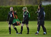 8 November 2019; Niamh Reid Burke, left, Julie Ann Russell, centre, and Rianna Jarrett, right, during a Republic of Ireland WNT training session at Johnstown House in Enfield, Meath. Photo by Seb Daly/Sportsfile