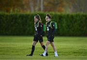 8 November 2019; Jamie Finn, left, and Keeva Keenan during a Republic of Ireland WNT training session at Johnstown House in Enfield, Meath. Photo by Seb Daly/Sportsfile