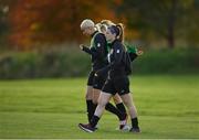 8 November 2019; Stephanie Roche, left, and Chloe Mustaki during a Republic of Ireland WNT training session at Johnstown House in Enfield, Meath. Photo by Seb Daly/Sportsfile