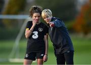 8 November 2019; Manager Vera Pauw, right, and Leanne Kiernan during a Republic of Ireland WNT training session at Johnstown House in Enfield, Meath. Photo by Seb Daly/Sportsfile