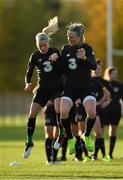 8 November 2019; Denise O'Sullivan, left, and Louise Quinn during a Republic of Ireland WNT training session at Johnstown House in Enfield, Meath. Photo by Seb Daly/Sportsfile