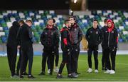 8 November 2019; Dundalk players prior to the Unite the Union Champions Cup first leg match between Linfield and Dundalk at the National Football Stadium at Windsor Park in Belfast. Photo by Oliver McVeigh/Sportsfile