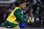 8 November 2019; Bundee Aki of Connacht warms up prior to the Guinness PRO14 Round 6 match between Connacht and Leinster in the Sportsground in Galway. Photo by Brendan Moran/Sportsfile