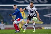 8 November 2019; Shayne Lavery of Linfield in action against Andy Boyle of Dundalk during the Unite the Union Champions Cup first leg match between Linfield and Dundalk at the National Football Stadium at Windsor Park in Belfast. Photo by Oliver McVeigh/Sportsfile