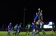 8 November 2019; Devin Toner of Leinster wins possession in the lineout from Jarrad Butler of Connacht during the Guinness PRO14 Round 6 match between Connacht and Leinster at the Sportsground in Galway. Photo by Ramsey Cardy/Sportsfile