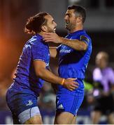 8 November 2019; James Lowe of Leinster, left, celebrates with team-mate Rob Kearney after scoring their side's sixth try during the Guinness PRO14 Round 6 match between Connacht and Leinster in the Sportsground in Galway. Photo by Brendan Moran/Sportsfile