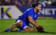 8 November 2019; James Lowe of Leinster celebrates after scoring his side's sixth try during the Guinness PRO14 Round 6 match between Connacht and Leinster in the Sportsground in Galway. Photo by Brendan Moran/Sportsfile