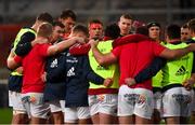 9 November 2019; Munster captain Peter O’Mahony speaks to his team-mates prior to the Guinness PRO14 Round 6 match between Munster and Ulster at Thomond Park in Limerick. Photo by Diarmuid Greene/Sportsfile