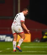 9 November 2019; Jack McGrath of Ulster reacts towards the sideline after injuring his hand in a tackle on Jean Kleyn of Munster during the Guinness PRO14 Round 6 match between Munster and Ulster at Thomond Park in Limerick. Photo by Diarmuid Greene/Sportsfile