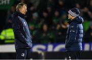 8 November 2019; Leinster head coach Leo Cullen, left, and Leinster backs coach Felipe Contepomi ahead of the Guinness PRO14 Round 6 match between Connacht and Leinster at the Sportsground in Galway. Photo by Ramsey Cardy/Sportsfile