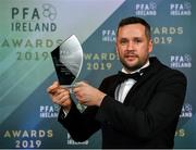 9 November 2019; PFA Ireland First Division Manager of the Year Tim Clancy of Drogheda United is pictured with his award during the PFA Ireland Awards 2019 at The Marker Hotel in Dublin. Photo by Seb Daly/Sportsfile