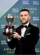 9 November 2019; PFA Ireland Player of the Year Jack Byrne of Shamrock Rovers is pictured with his award during the PFA Ireland Awards 2019 at The Marker Hotel in Dublin. Photo by Seb Daly/Sportsfile