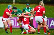 10 November 2019; Nichola Fryday of Ireland is tackled by Alex Callender of Wales during the Women's Rugby International match between Ireland and Wales at the UCD Bowl in Dublin. Photo by David Fitzgerald/Sportsfile