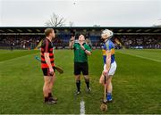 10 November 2019; Referee Nathan Wall with captains Philip Mahony of Ballygunner and Cian Lynch of Patrickswell during the coin toss prior to the AIB Munster GAA Hurling Senior Club Championship Semi-Final match between Patrickswell and Ballygunner at Walsh Park in Waterford. Photo by Seb Daly/Sportsfile