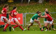 10 November 2019; Enya Breen of Ireland goes over to score her side's second try during the Women's Rugby International match between Ireland and Wales at the UCD Bowl in Dublin. Photo by David Fitzgerald/Sportsfile
