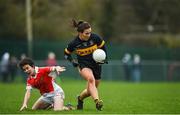 10 November 2019; Bríd O'Sullivan of Mourneabbey in action against Cora Courtney of Donaghmoyne during the All-Ireland Ladies Senior Club Football Championship Semi-Final match between Mourneabbey and Donaghmoyne at Clyda Rovers GAA Club in Mourneabbey, Co Cork. Photo by Eóin Noonan/Sportsfile