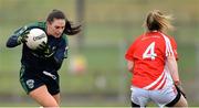 10 November 2019; Emma McDonagh of Foxrock - Cabinteely in action against Siobhan Fahy of Kilkerrin - Clonberne during the All-Ireland Ladies Football Senior Club Championship Semi-Final match between Kilkerrin - Clonberne and Foxrock - Cabinteely at the Connacht GAA Centre of Excellence in Claremorris, Co Mayo. Photo by Piaras Ó Mídheach/Sportsfile