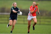 10 November 2019; Fiona Claffey of Foxrock - Cabinteely in action against Siobhan Divilly of Kilkerrin - Clonberne during the All-Ireland Ladies Football Senior Club Championship Semi-Final match between Kilkerrin - Clonberne and Foxrock - Cabinteely at the Connacht GAA Centre of Excellence in Claremorris, Co Mayo. Photo by Piaras Ó Mídheach/Sportsfile