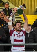 10 November 2019; Slaughtneil captain Christopher McKaigue lifts the cup after winning the Ulster GAA Hurling Senior Club Championship Final match between Slaughtneil and Dunloy at Páirc Esler, Newry, Co Down. Photo by Philip Fitzpatrick/Sportsfile