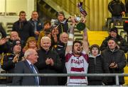 10 November 2019; Slaughtneil captain Christopher McKaigue lifts the cup after winning the Ulster GAA Hurling Senior Club Championship Final match between Slaughtneil and Dunloy at Páirc Esler, Newry, Co Down. Photo by Philip Fitzpatrick/Sportsfile