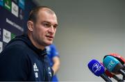 11 November 2019; Rhys Ruddock during a Leinster Rugby press conference at Leinster Rugby Headquarters in UCD, Dublin. Photo by Ramsey Cardy/Sportsfile