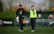 11 November 2019; Jack Byrne, right, and Troy Parrott during a Republic of Ireland training session at the FAI National Training Centre in Abbotstown, Dublin. Photo by Stephen McCarthy/Sportsfile