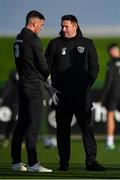 11 November 2019; Republic of Ireland assistant coach Robbie Keane, right, and Troy Parrott during a Republic of Ireland training session at the FAI National Training Centre in Abbotstown, Dublin. Photo by Seb Daly/Sportsfile