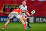 9 November 2019; Matt Faddes of Ulster in action against Chris Farrell of Munster during the Guinness PRO14 Round 6 match between Munster and Ulster at Thomond Park in Limerick. Photo by Brendan Moran/Sportsfile