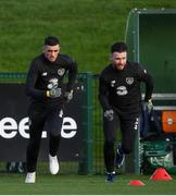 11 November 2019; Troy Parrott, left, and Scott Hogan during a Republic of Ireland training session at the FAI National Training Centre in Abbotstown, Dublin. Photo by Stephen McCarthy/Sportsfile