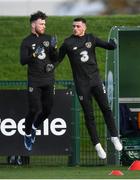 11 November 2019; Scott Hogan, left, and Troy Parrott during a Republic of Ireland training session at the FAI National Training Centre in Abbotstown, Dublin. Photo by Stephen McCarthy/Sportsfile