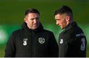 11 November 2019; Republic of Ireland assistant coach Robbie Keane and Troy Parrott during a Republic of Ireland training session at the FAI National Training Centre in Abbotstown, Dublin. Photo by Stephen McCarthy/Sportsfile