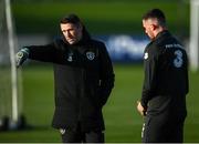 11 November 2019; Republic of Ireland assistant coach Robbie Keane and Troy Parrott during a Republic of Ireland training session at the FAI National Training Centre in Abbotstown, Dublin. Photo by Stephen McCarthy/Sportsfile
