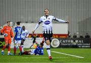11 November 2019; Georgie Kelly of Dundalk celebrates after scoring his side's fifth goal during the Unite the Union Champions Cup Second Leg match between Dundalk and Linfield at Oriel Park in Dundalk, Louth. Photo by Eóin Noonan/Sportsfile