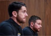 12 November 2019; Alan Judge, right, and Robbie Brady during a Republic of Ireland press conference at the FAI National Training Centre in Abbotstown, Dublin. Photo by Stephen McCarthy/Sportsfile