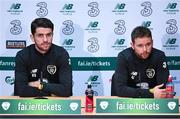 12 November 2019; Alan Judge, right, and Robbie Brady during a Republic of Ireland press conference at the FAI National Training Centre in Abbotstown, Dublin. Photo by Stephen McCarthy/Sportsfile