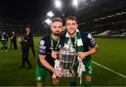 3 November 2019; Greg Bolger, left, and Lee Grace of Shamrock Rovers following the extra.ie FAI Cup Final between Dundalk and Shamrock Rovers at the Aviva Stadium in Dublin. Photo by Stephen McCarthy/Sportsfile