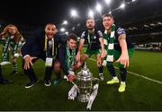 3 November 2019; Shamrock Rovers players, from left, Ethan Boyle, Dylan Watts, Greg Bolger and Lee Grace following the extra.ie FAI Cup Final between Dundalk and Shamrock Rovers at the Aviva Stadium in Dublin. Photo by Stephen McCarthy/Sportsfile