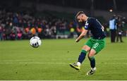 3 November 2019; Greg Bolger of Shamrock Rovers scores a penalty during the extra.ie FAI Cup Final between Dundalk and Shamrock Rovers at the Aviva Stadium in Dublin. Photo by Stephen McCarthy/Sportsfile