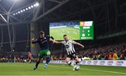 3 November 2019; Dane Massey of Dundalk and Ronan Finn of Shamrock Rovers during the extra.ie FAI Cup Final between Dundalk and Shamrock Rovers at the Aviva Stadium in Dublin. Photo by Stephen McCarthy/Sportsfile