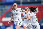 12 November 2019; Amber Barrett of Republic of Ireland celebrates after scoring her side's first goal during the UEFA Women's 2021 European Championships Qualifier - Group I match between Greece and Republic of Ireland at Nea Smyrni Stadium in Athens, Greece. Photo by Harry Murphy/Sportsfile