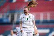 12 November 2019; Amber Barrett of Republic of Ireland celebrates after scoring her side's first goal during the UEFA Women's 2021 European Championships Qualifier - Group I match between Greece and Republic of Ireland at Nea Smyrni Stadium in Athens, Greece. Photo by Harry Murphy/Sportsfile