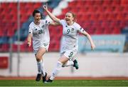 12 November 2019; Amber Barrett of Republic of Ireland celebrates after scoring her side's first goal with Emily Whelan of Republic of Ireland during the UEFA Women's 2021 European Championships Qualifier - Group I match between Greece and Republic of Ireland at Nea Smyrni Stadium in Athens, Greece. Photo by Harry Murphy/Sportsfile