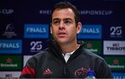 12 November 2019; Head coach Johann van Graan during a Munster Rugby press conference at University of Limerick in Limerick. Photo by Brendan Moran/Sportsfile