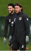 12 November 2019; Derrick Williams, left, and Jeff Hendrick during a Republic of Ireland training session at the FAI National Training Centre in Abbotstown, Dublin. Photo by Stephen McCarthy/Sportsfile