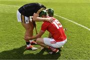 14 July 2019; It’s not often a player strikes 3-10 and still ends up on the losing side but that’s the experience of Cork’s Patrick Horgan in this All-Ireland quarter-final. Meanwhile, it’s upwards and onwards for Kilkenny and their goalkeeper Eoin Murphy, here consoling Séamus Harnedy at the final whistle. Photo by Ray McManus/Sportsfile. This image may be reproduced free of charge when used in conjunction with a review of the book &quot;A Season of Sundays 2019&quot;. All other usage © SPORTSFILE